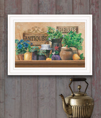 Antiques and Herbs 1 White Framed Print Kitchen Wall Art - Homeroots