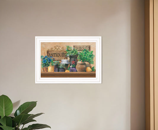 Antiques and Herbs 1 White Framed Print Kitchen Wall Art - Homeroots