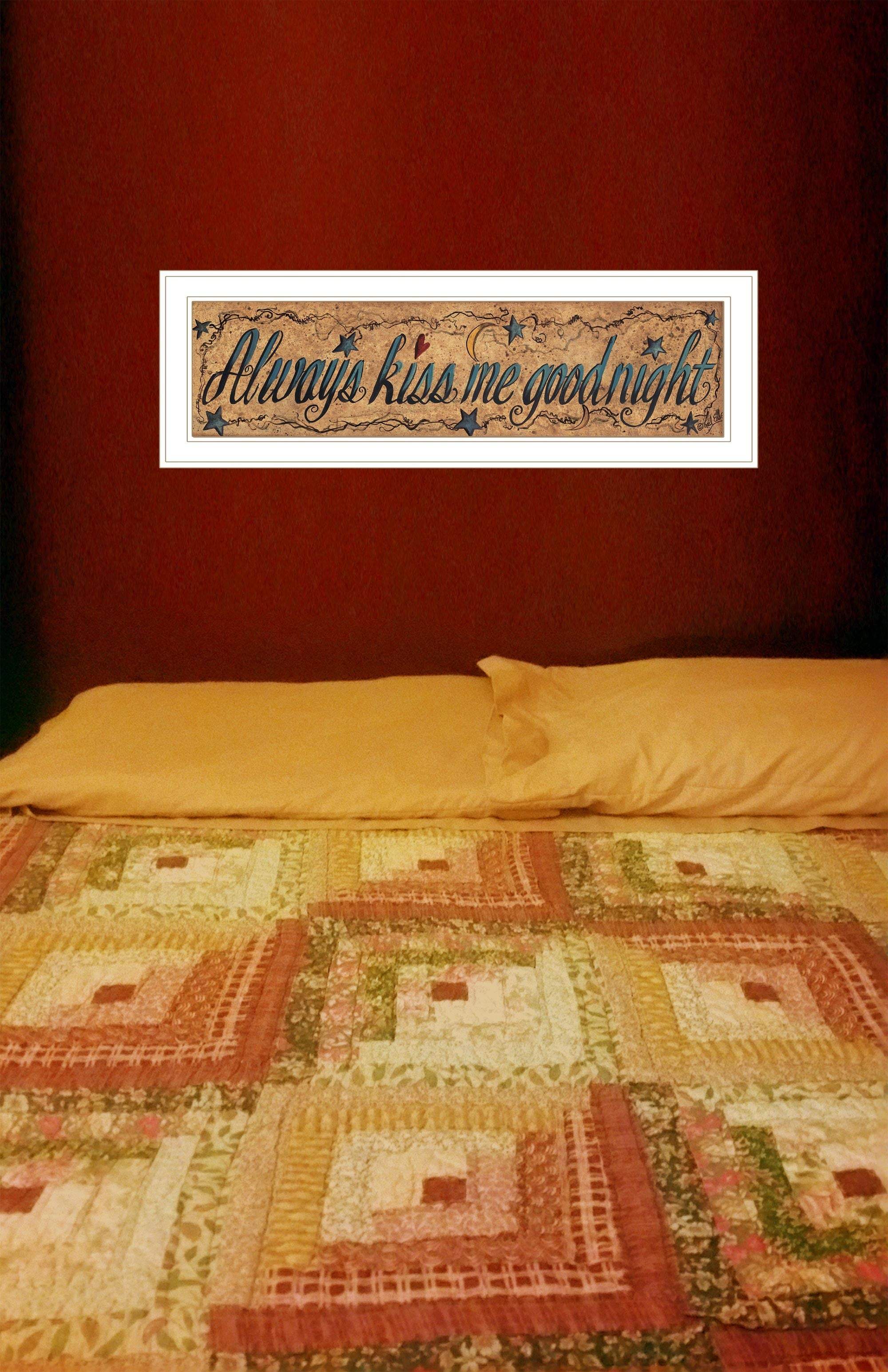 Always Kiss Me Goodnight 2 White Framed Print Wall Art - Homeroots - Flyclothing LLC