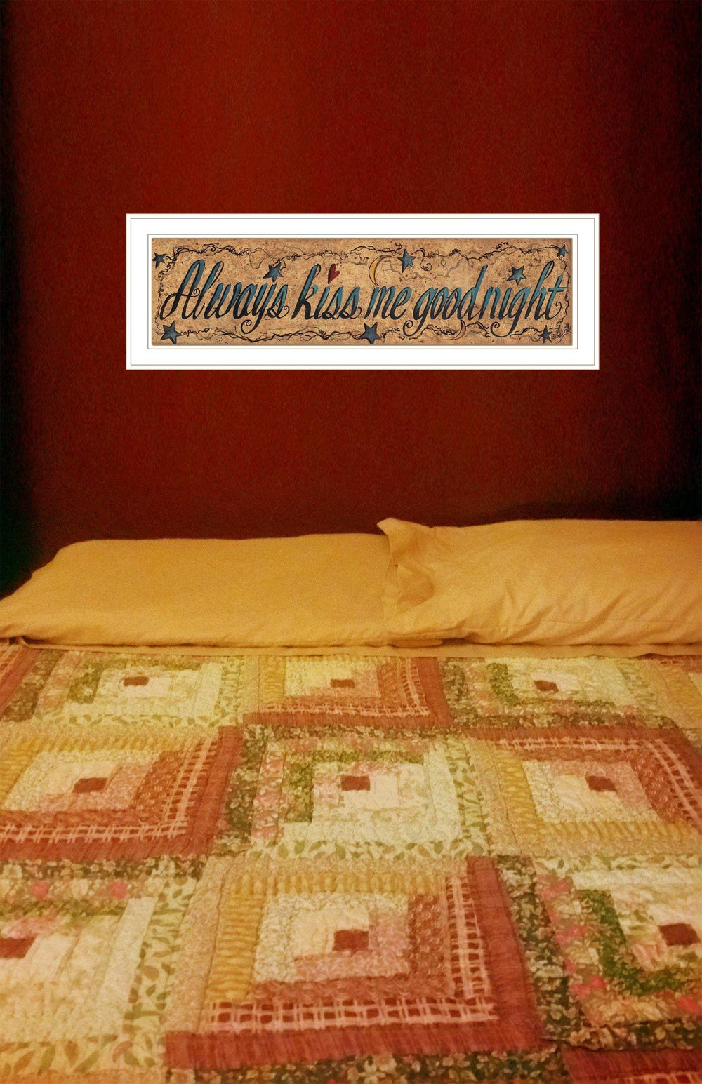 Always Kiss Me Goodnight 2 White Framed Print Wall Art - Homeroots - Flyclothing LLC