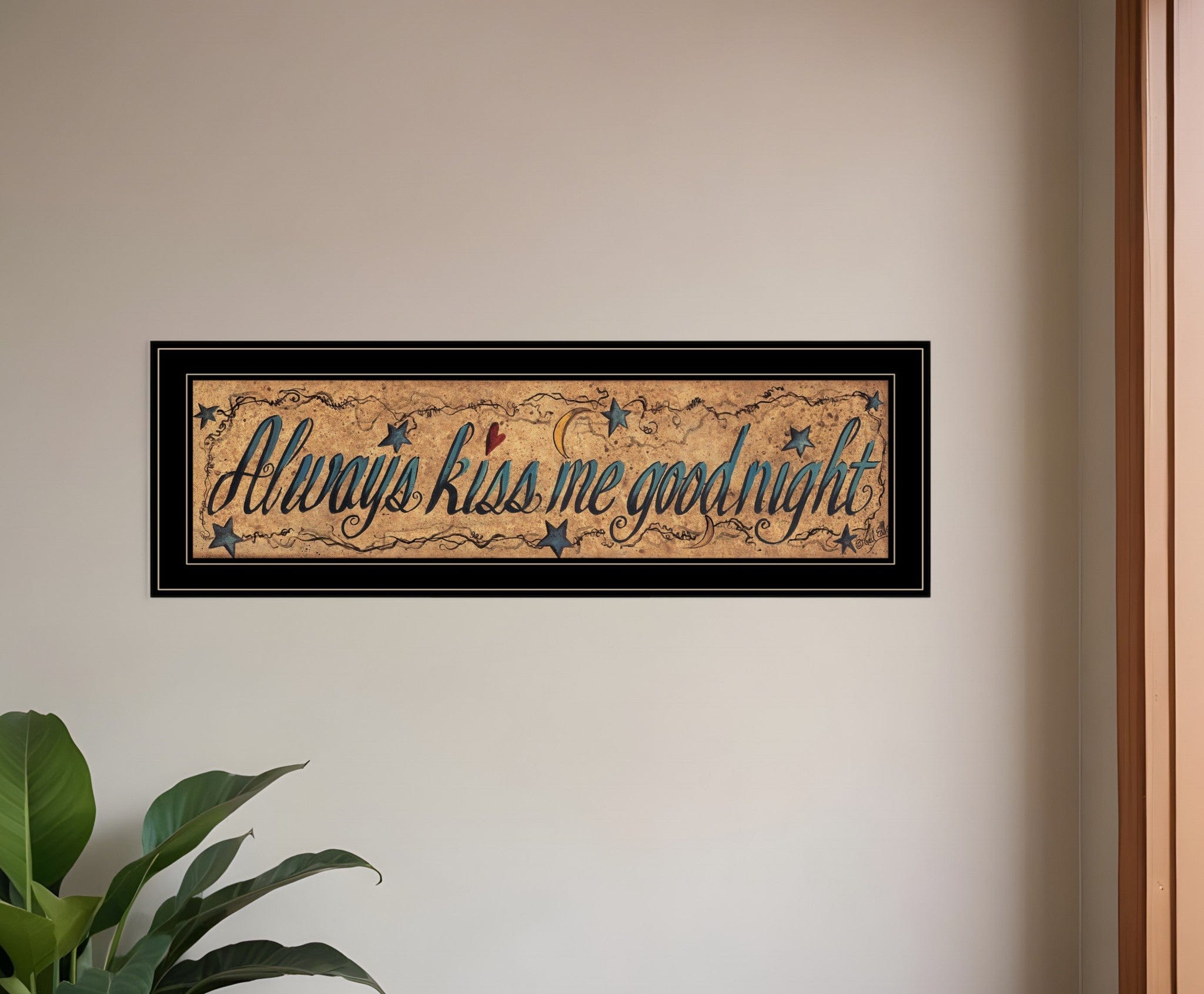 Always Kiss Me Goodnight 3 Black Framed Print Wall Art - Homeroots