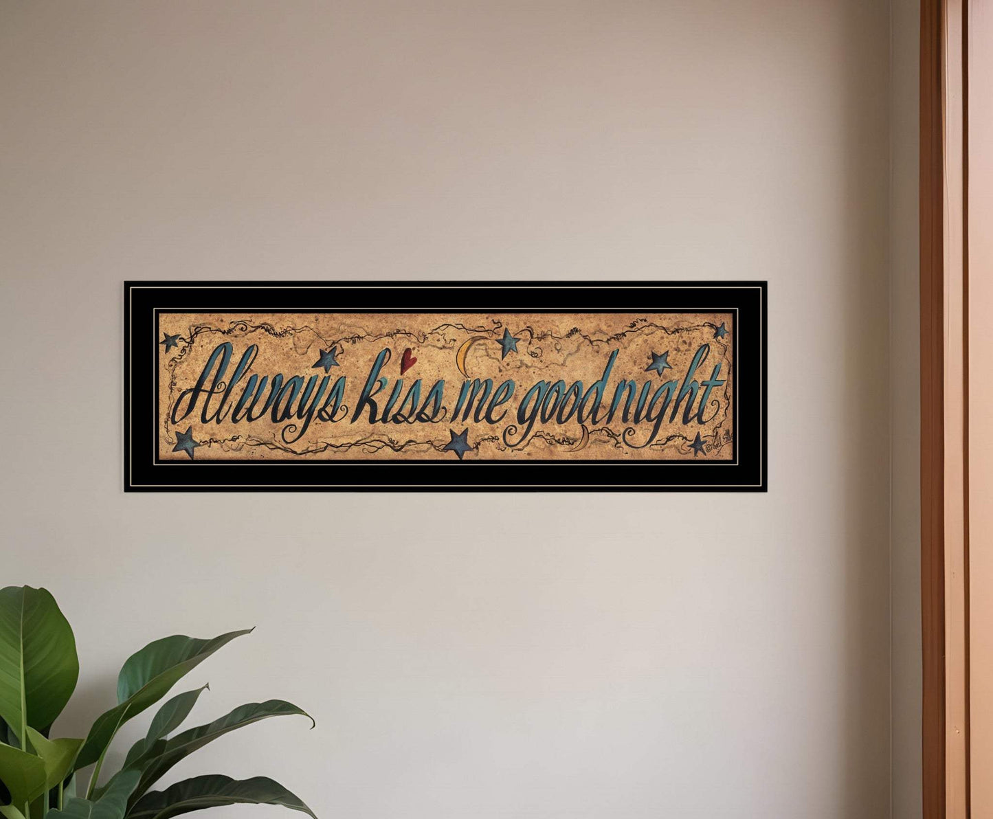 Always Kiss Me Goodnight 3 Black Framed Print Wall Art - Homeroots - Flyclothing LLC