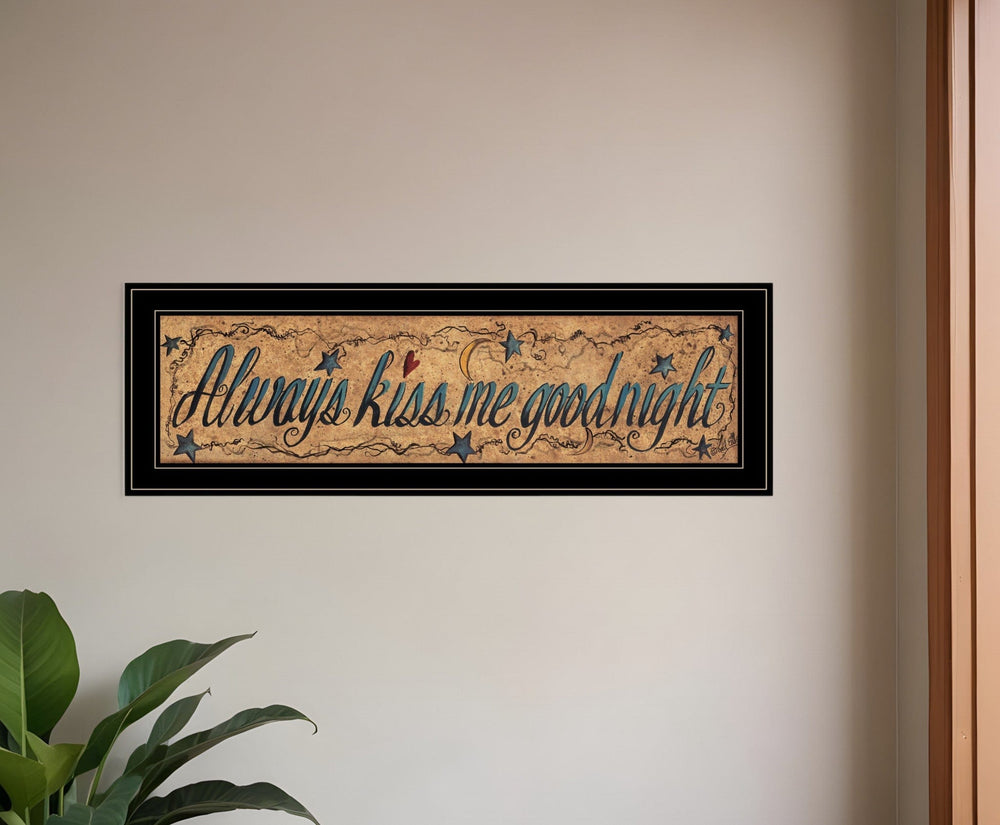 Always Kiss Me Goodnight 3 Black Framed Print Wall Art - Homeroots