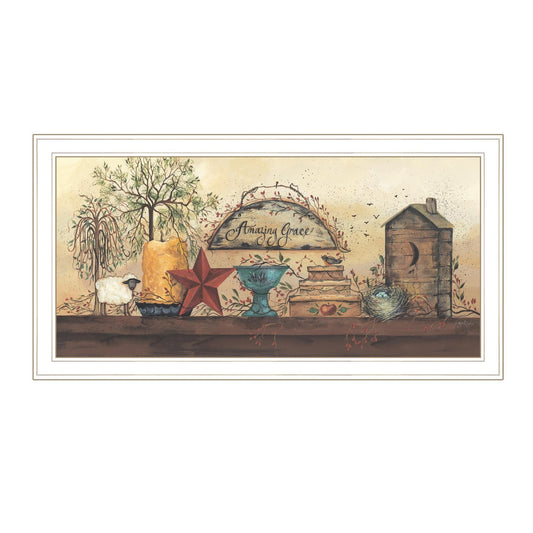 Amazing Grace Shelf 1 White Framed Print Wall Art - Homeroots