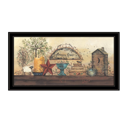 Amazing Grace Shelf 2 Black Framed Print Wall Art - Homeroots