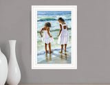 Two Girls at the Beach 2 White Framed Print Wall Art - Homeroots - Flyclothing LLC