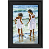 Two Girls at the Beach 3 Black Framed Print Wall Art - Homeroots