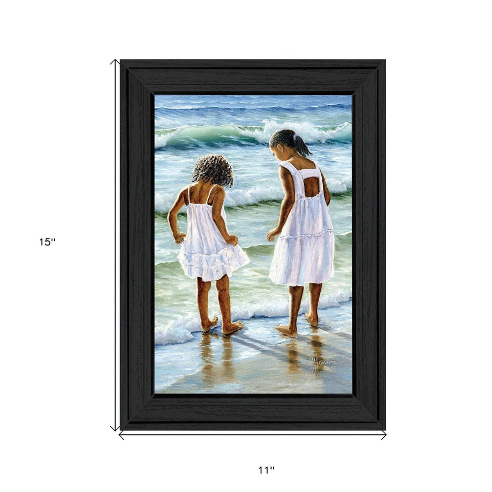 Two Girls at the Beach 3 Black Framed Print Wall Art - Homeroots - Flyclothing LLC