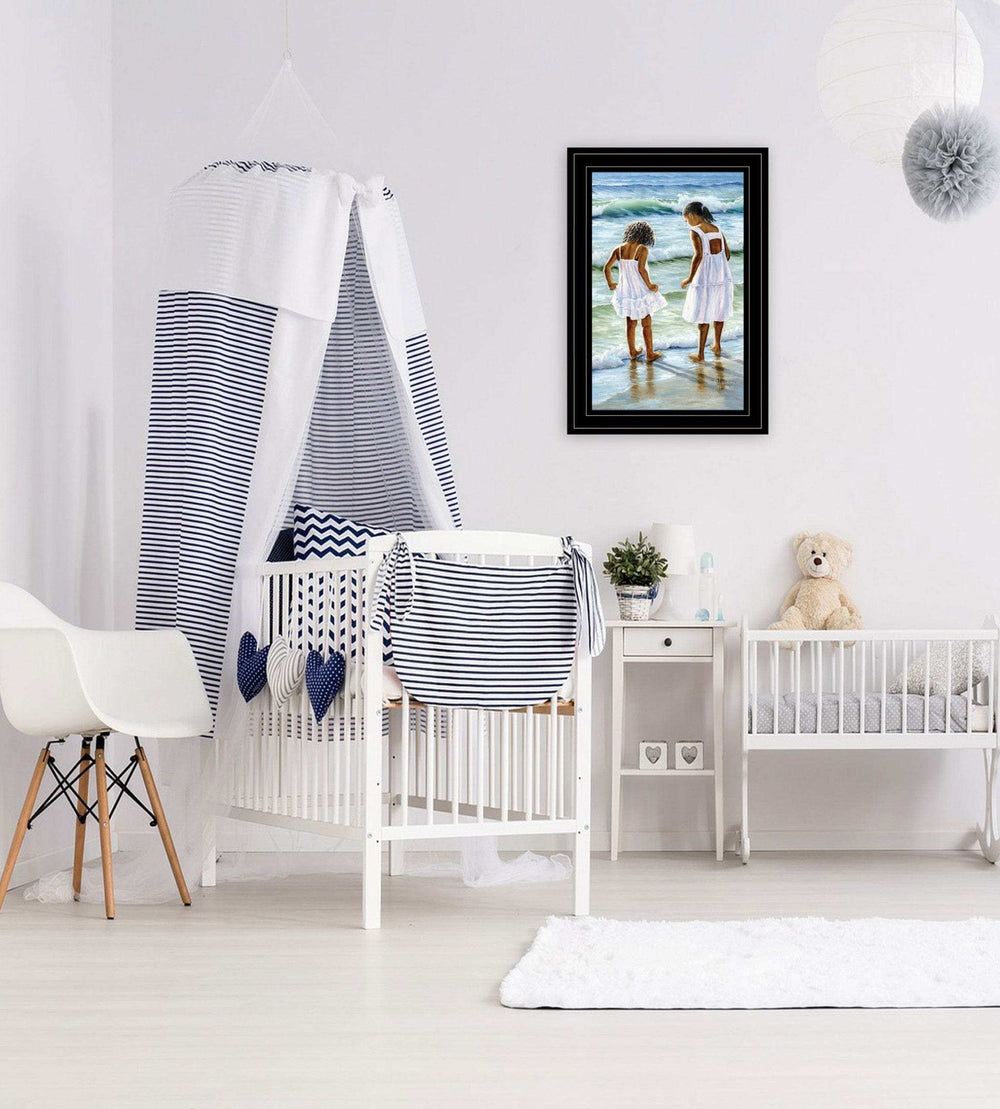 Two Girls at the Beach 4 Black Framed Print Wall Art - Homeroots - Flyclothing LLC