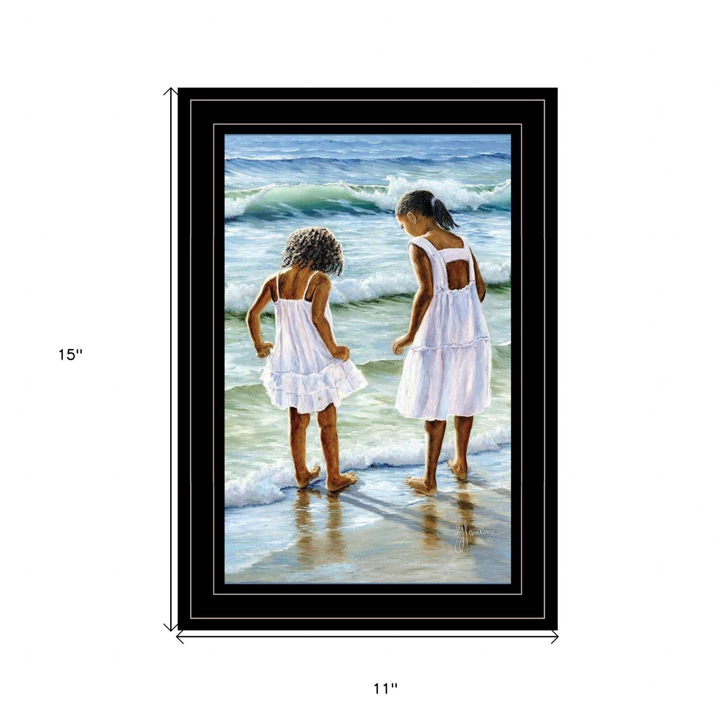 Two Girls at the Beach 4 Black Framed Print Wall Art - Homeroots - Flyclothing LLC