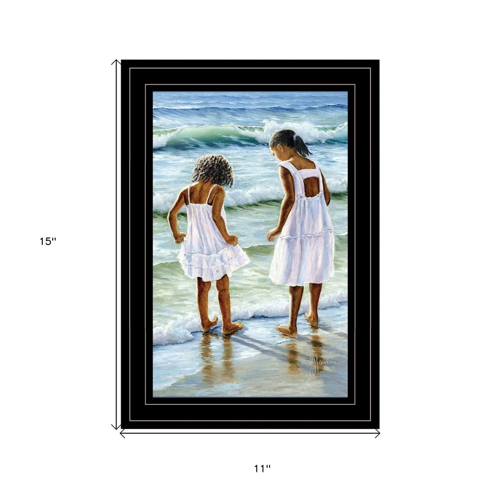 Two Girls at the Beach 4 Black Framed Print Wall Art - Homeroots - Flyclothing LLC