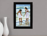 Two Girls at the Beach 4 Black Framed Print Wall Art - Homeroots - Flyclothing LLC