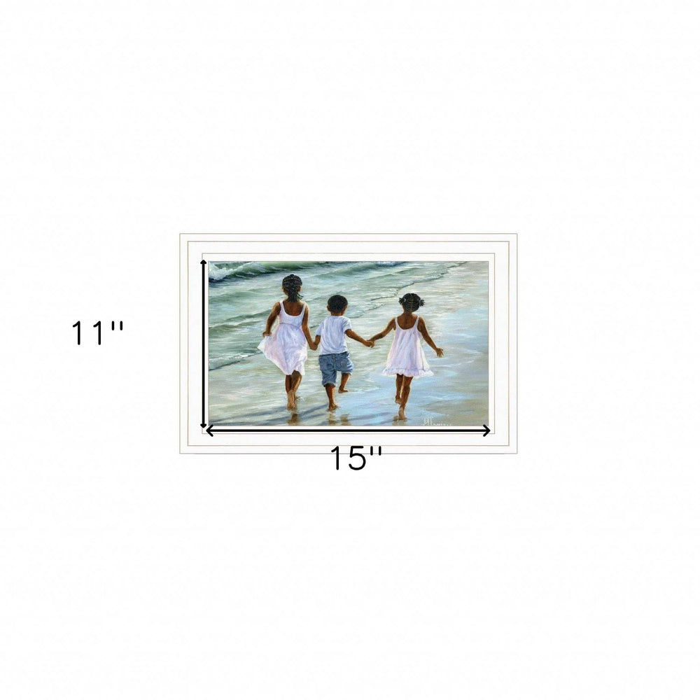 Running on the Beach 2 White Framed Print Wall Art - Homeroots - Flyclothing LLC