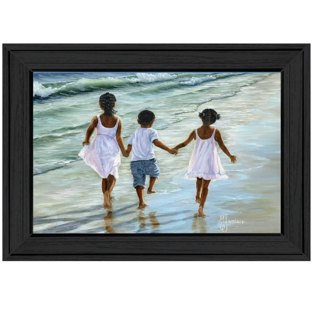 Running on the Beach 3 Black Framed Print Wall Art - Homeroots - Flyclothing LLC