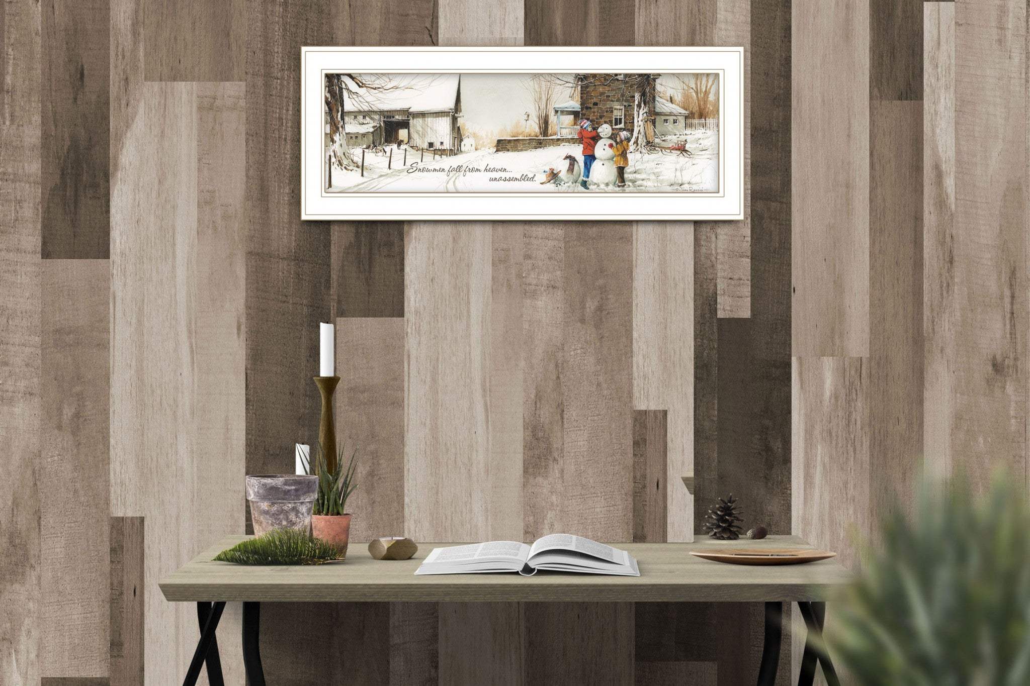 Snowmen from Heaven 2 White Framed Print Wall Art - Homeroots - Flyclothing LLC