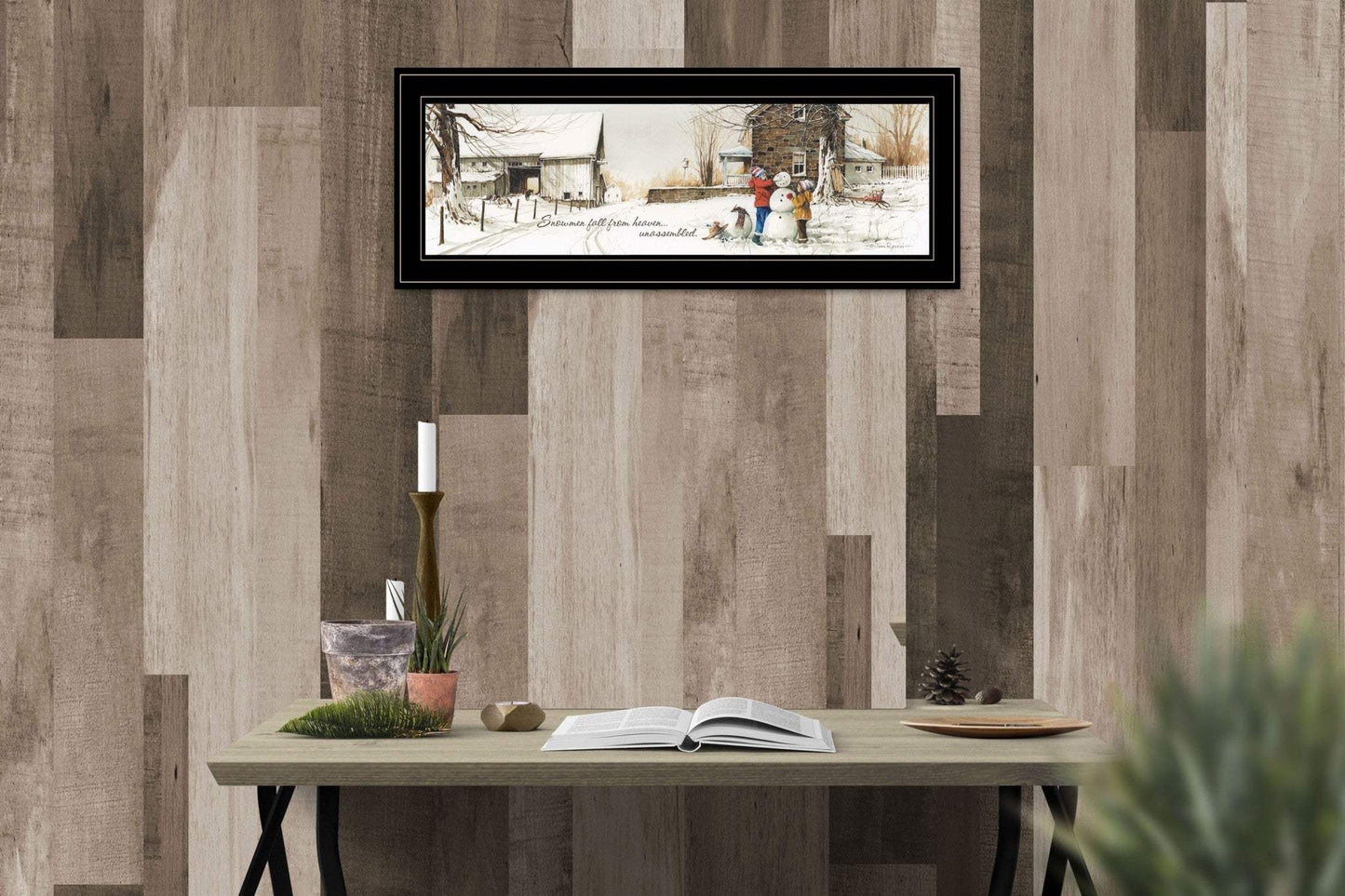 Snowmen from Heaven 3 Black Framed Print Wall Art - Homeroots - Flyclothing LLC