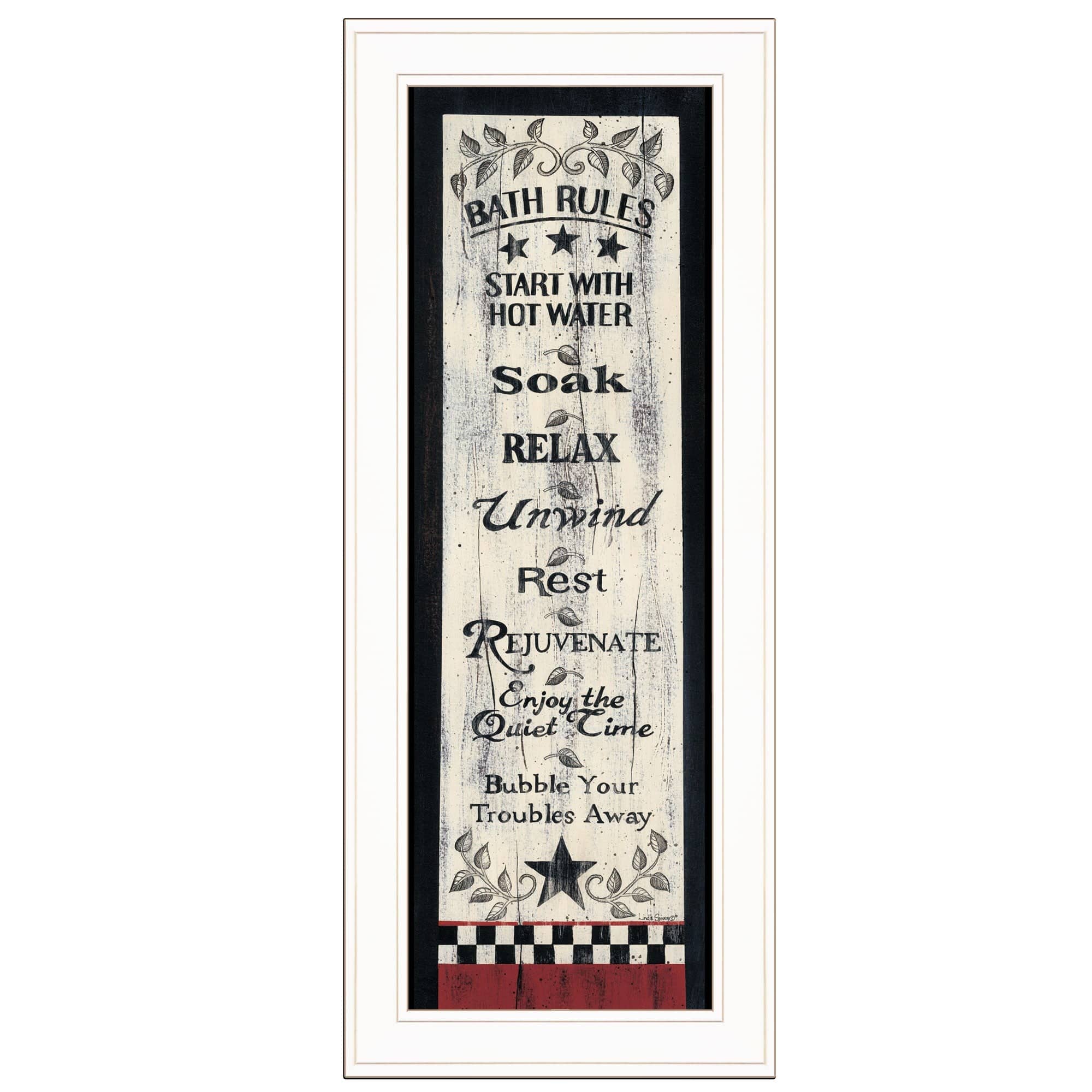 Bath Rules 4 White Framed Print Bathroom Wall Art - Homeroots