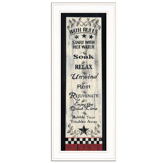 Bath Rules 4 White Framed Print Bathroom Wall Art - Homeroots