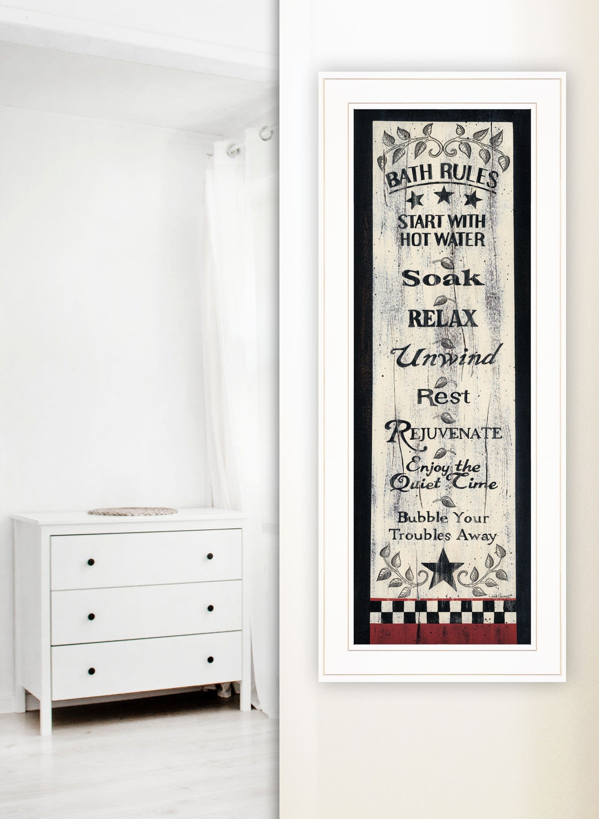 Bath Rules 4 White Framed Print Bathroom Wall Art - Homeroots
