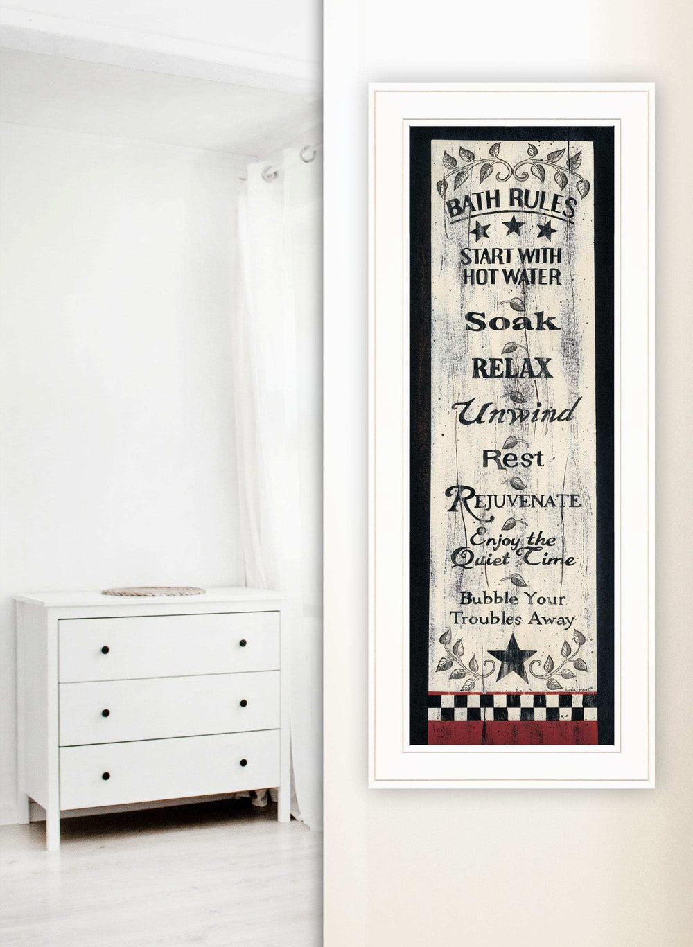 Bath Rules 4 White Framed Print Bathroom Wall Art - Homeroots - Flyclothing LLC