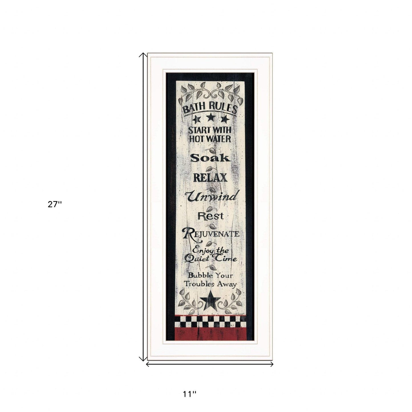 Bath Rules 4 White Framed Print Bathroom Wall Art - Homeroots - Flyclothing LLC
