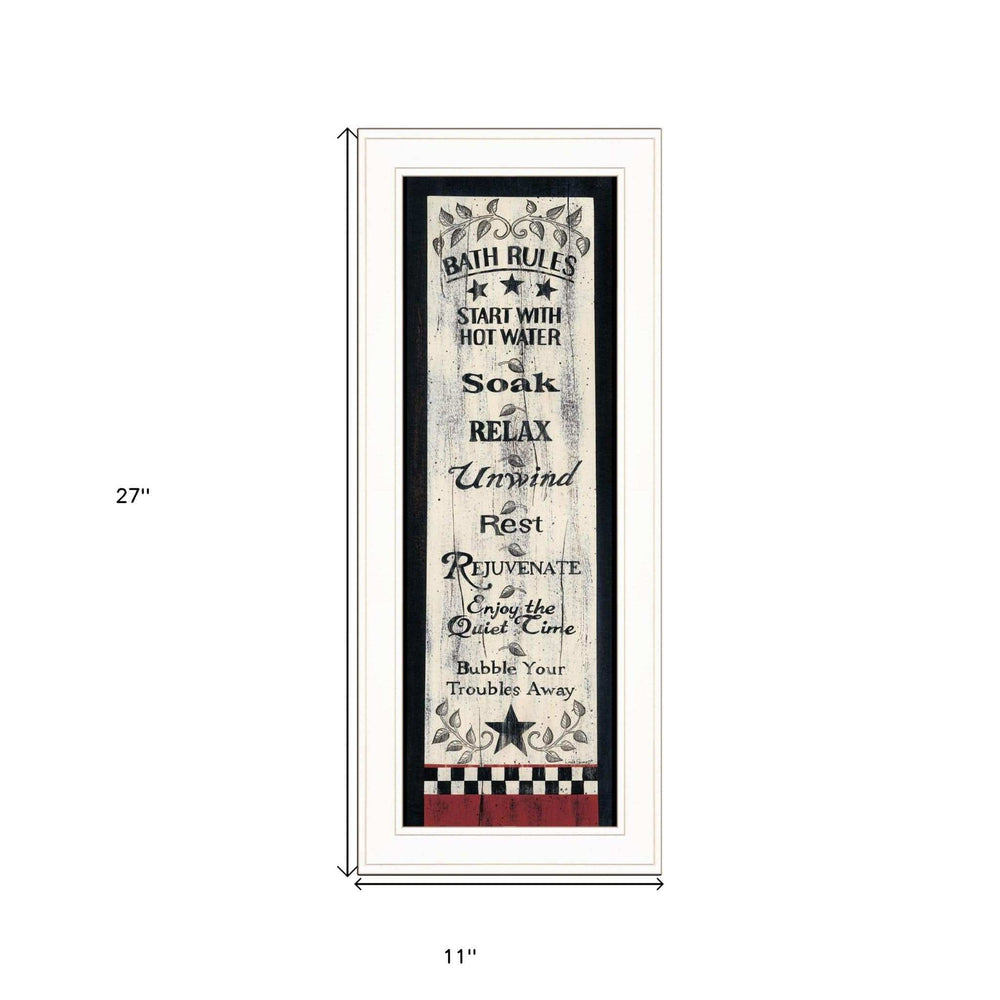 Bath Rules 4 White Framed Print Bathroom Wall Art - Homeroots - Flyclothing LLC