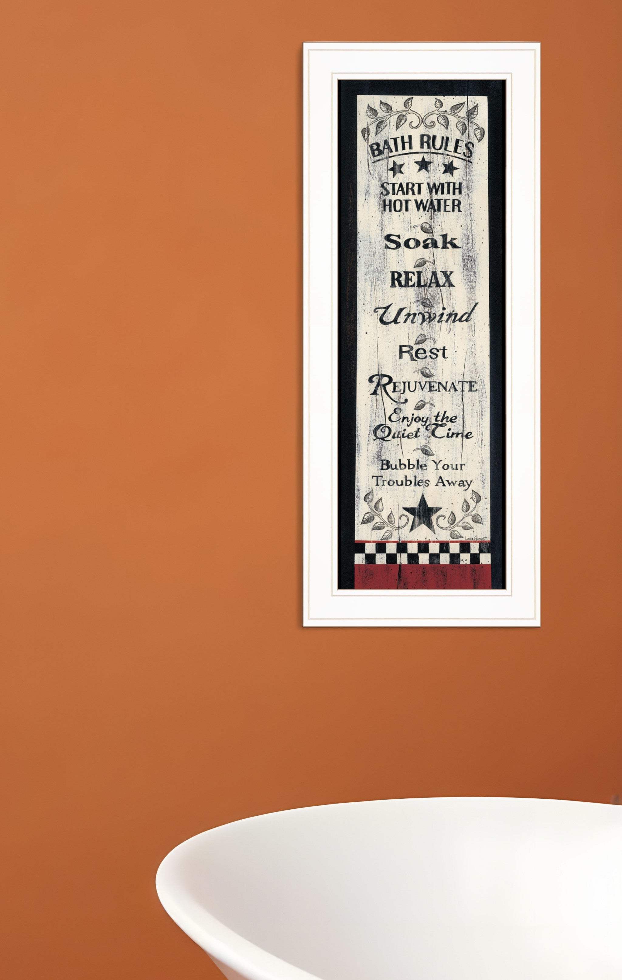 Bath Rules 4 White Framed Print Bathroom Wall Art - Homeroots - Flyclothing LLC