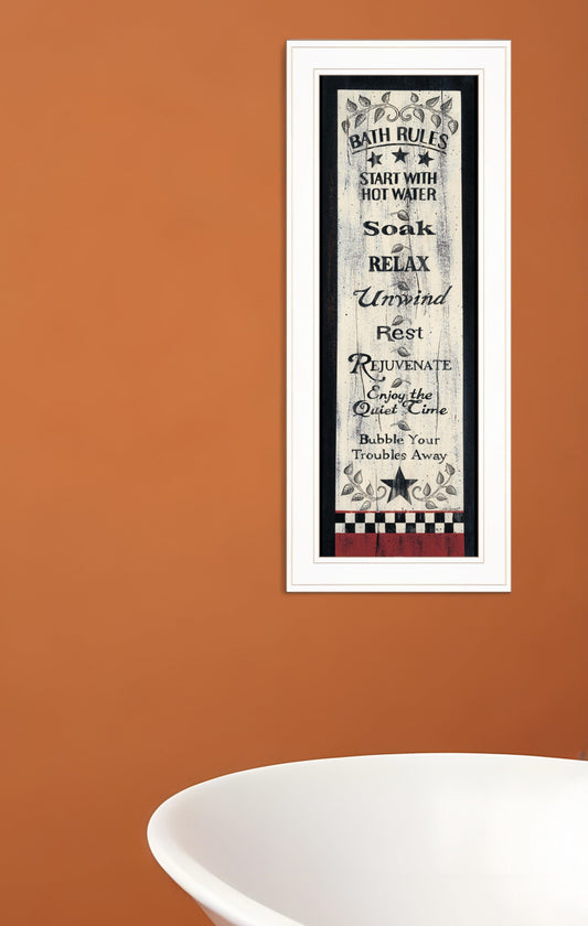 Bath Rules 4 White Framed Print Bathroom Wall Art - Homeroots