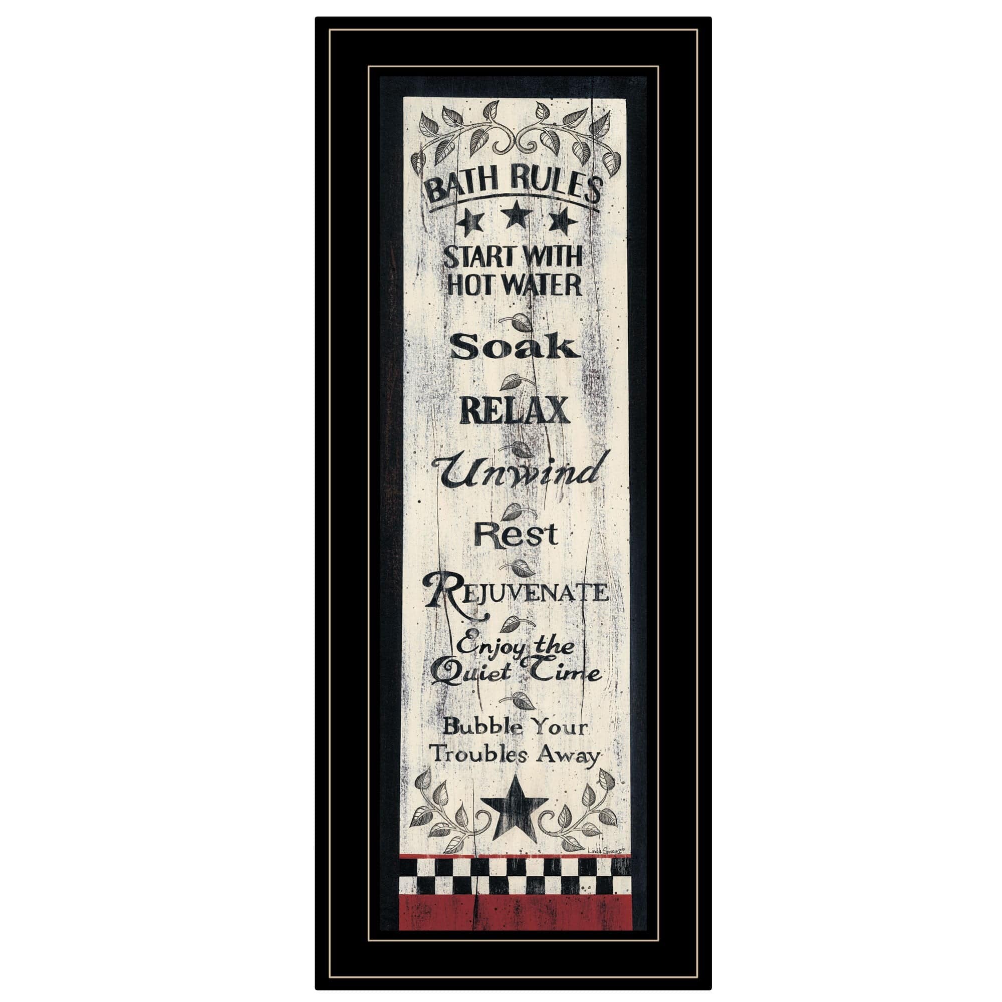 Bath Rules 5 Black Framed Print Bathroom Wall Art - Homeroots