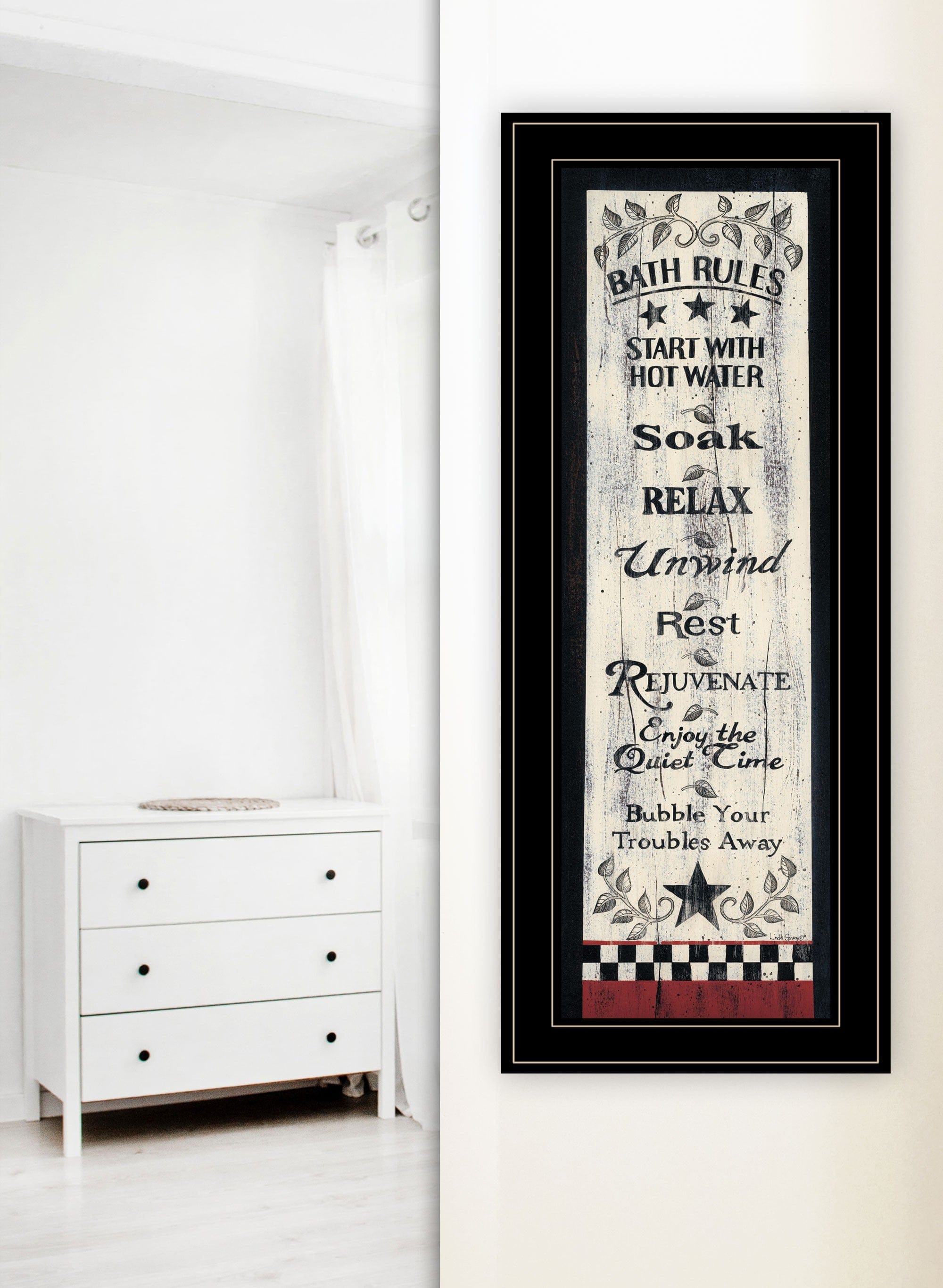 Bath Rules 5 Black Framed Print Bathroom Wall Art - Homeroots