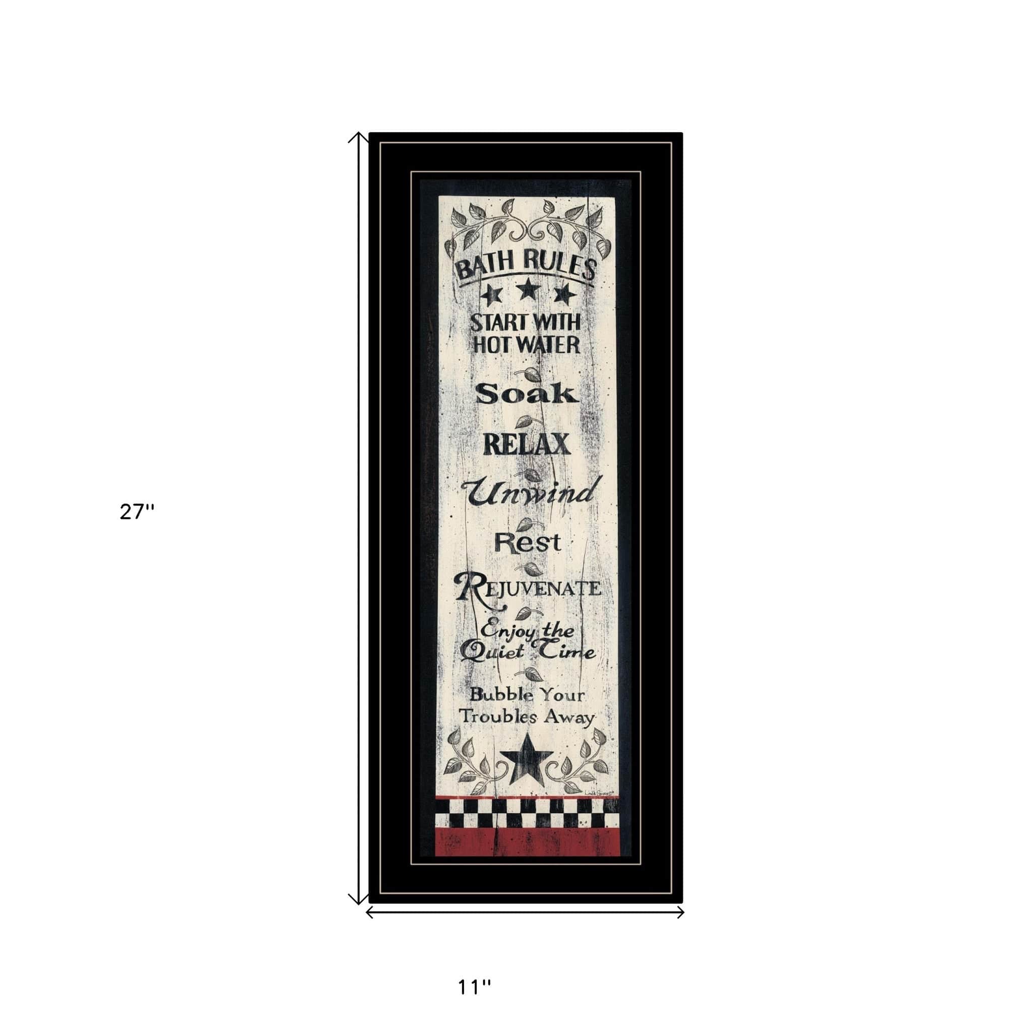Bath Rules 5 Black Framed Print Bathroom Wall Art - Homeroots