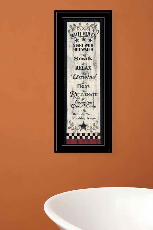 Bath Rules 5 Black Framed Print Bathroom Wall Art - Homeroots