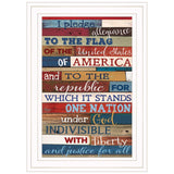 Red White and Blue Pledge Of Allegiance White Framed Print Wall Art - Homeroots - Flyclothing LLC