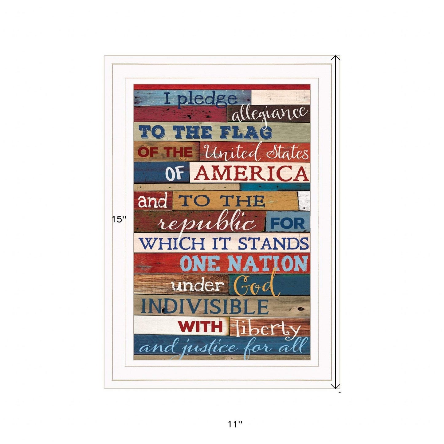 Red White and Blue Pledge Of Allegiance White Framed Print Wall Art - Homeroots - Flyclothing LLC