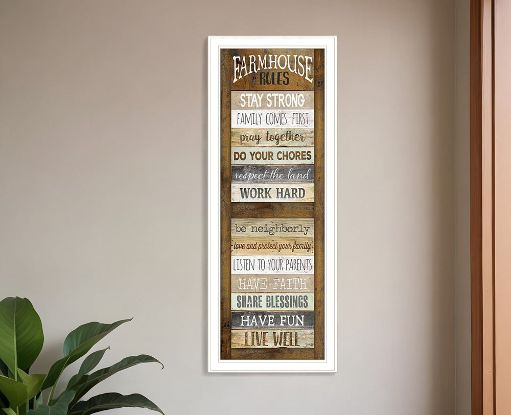 Farmhouse Rules 2 White Framed Print Wall Art - Homeroots