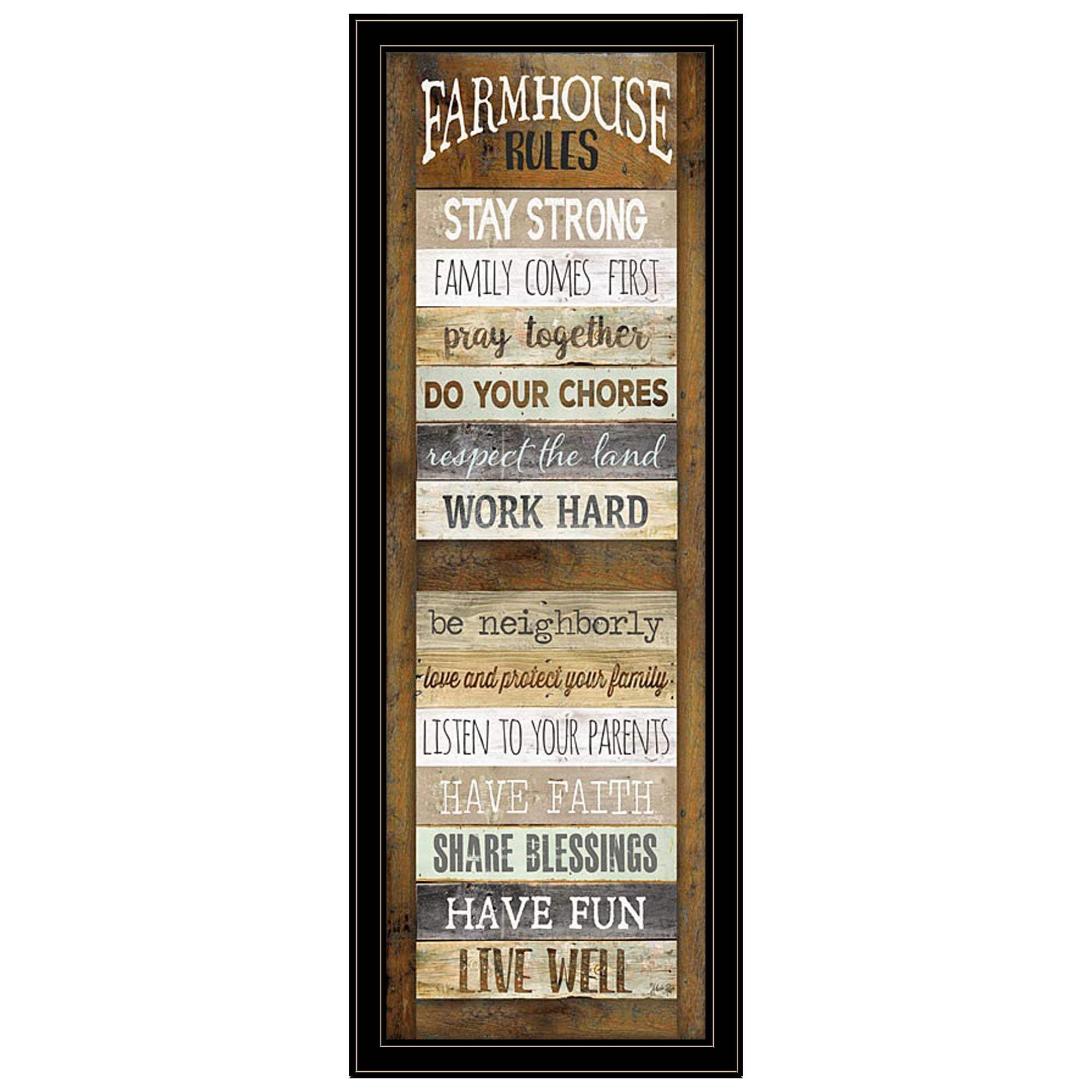 Farmhouse Rules 4 Black Framed Print Wall Art - Homeroots - Flyclothing LLC