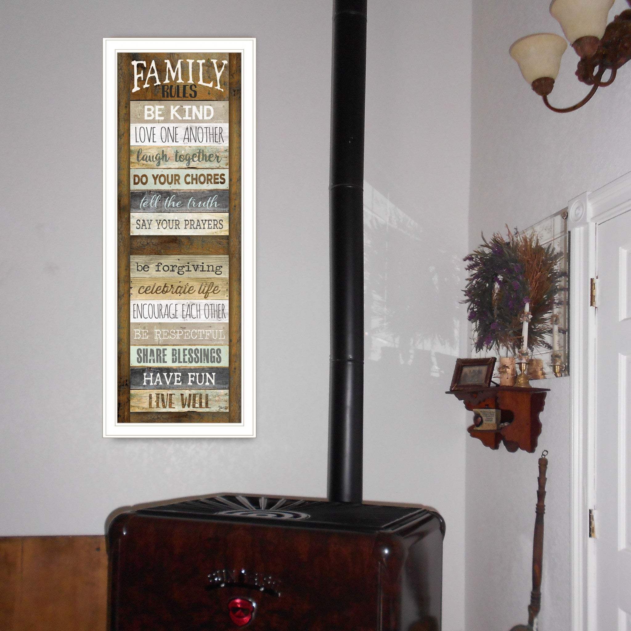Family Rules Shutter 2 White Framed Print Wall Art - Homeroots - Flyclothing LLC