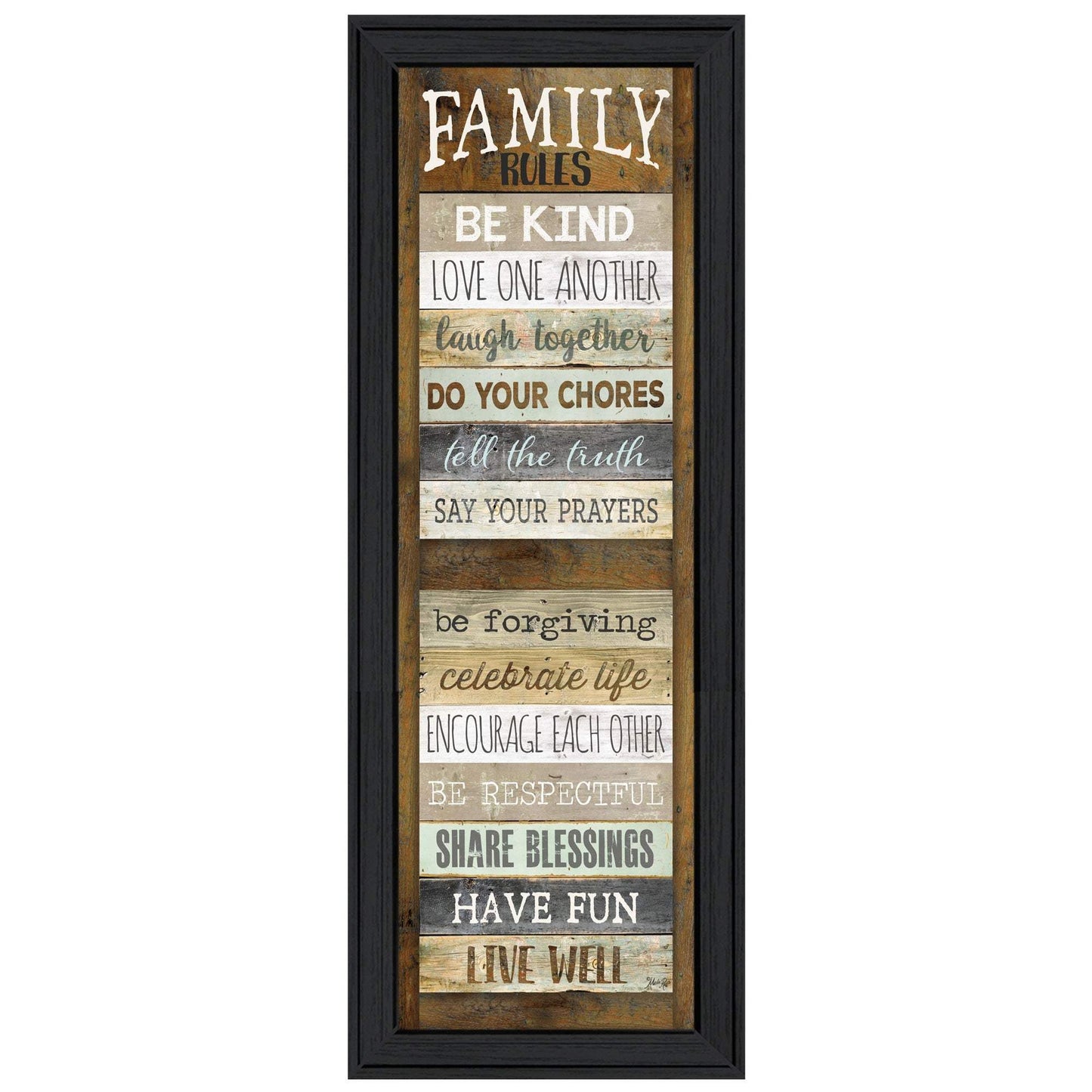 Family Rules Shutter 3 Black Framed Print Wall Art - Homeroots - Flyclothing LLC