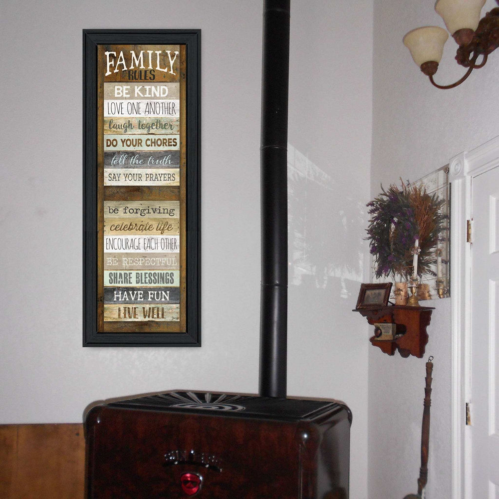 Family Rules Shutter 3 Black Framed Print Wall Art - Homeroots - Flyclothing LLC