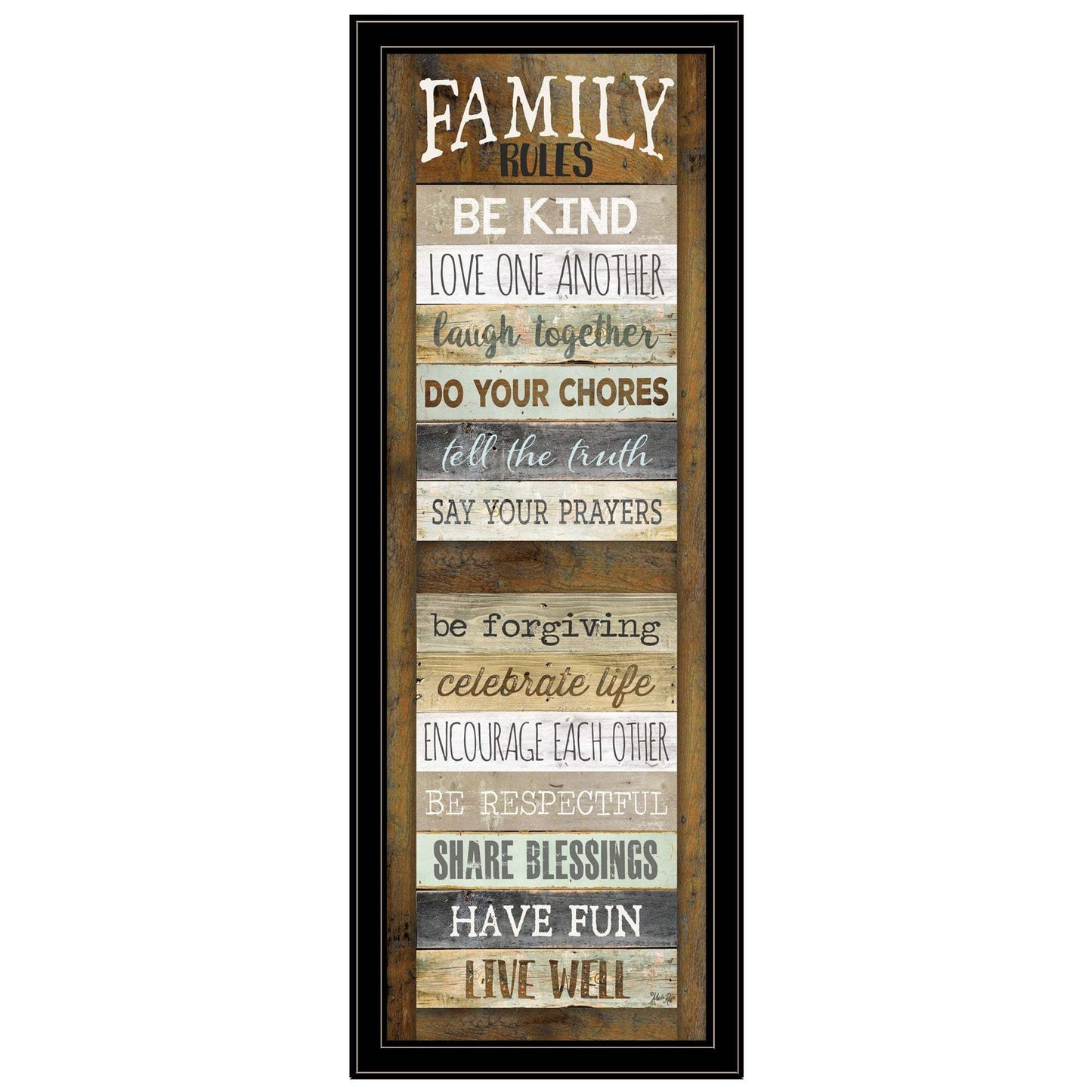 Family Rules Shutter 4 Black Framed Print Wall Art - Homeroots - Flyclothing LLC