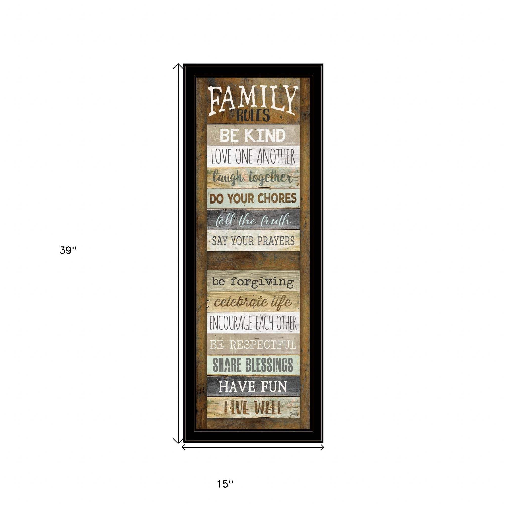 Family Rules Shutter 4 Black Framed Print Wall Art - Homeroots - Flyclothing LLC