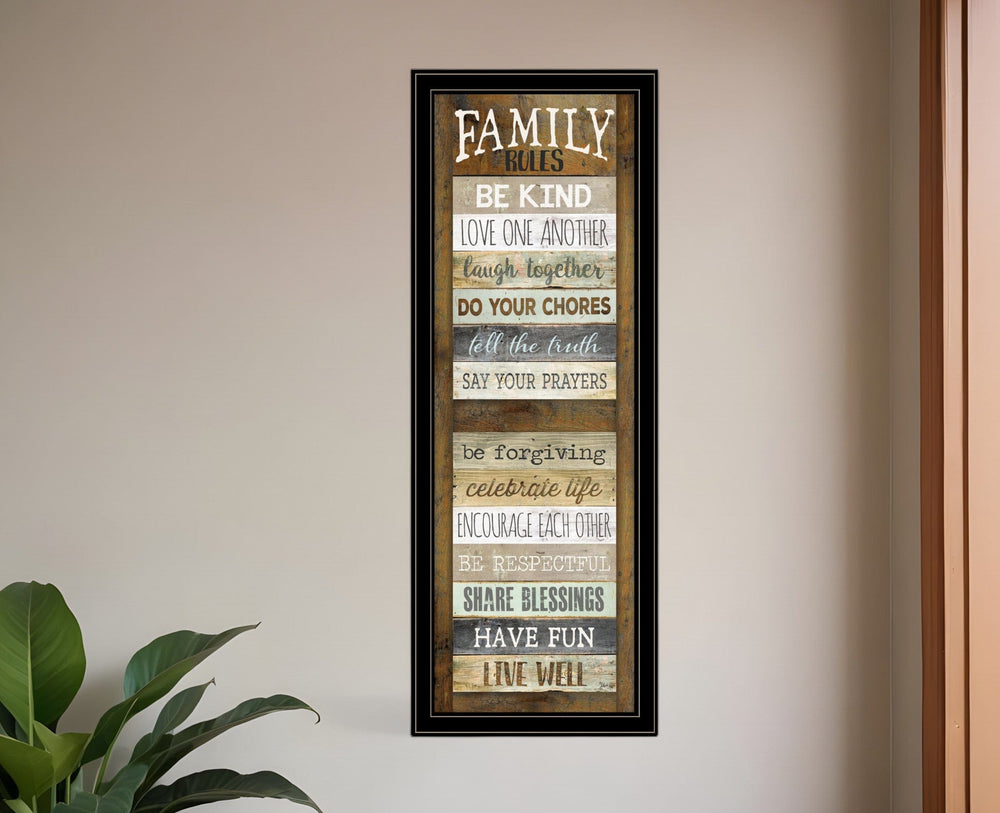 Family Rules Shutter 4 Black Framed Print Wall Art - Homeroots