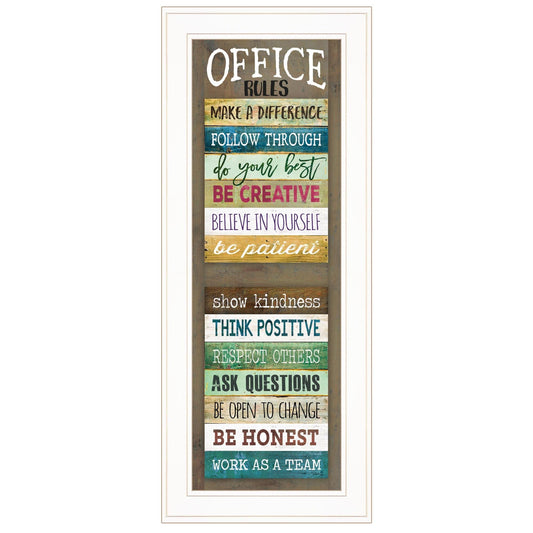 Office Rules 7 White Framed Print Wall Art - Homeroots