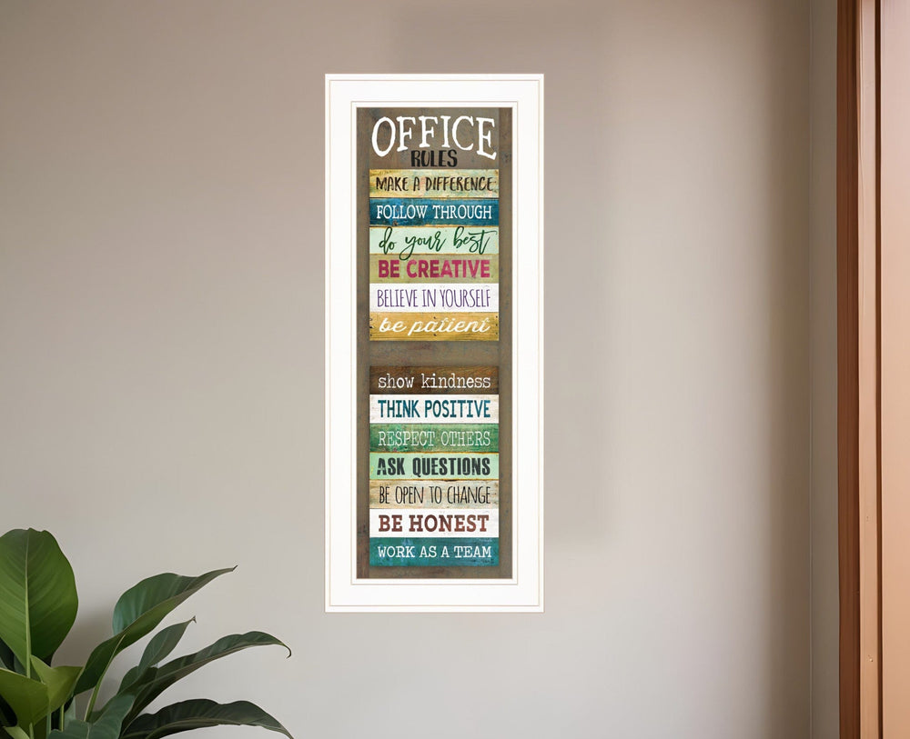 Office Rules 7 White Framed Print Wall Art - Homeroots