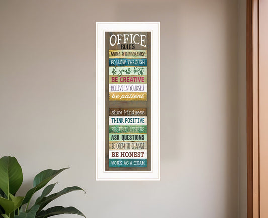 Office Rules 7 White Framed Print Wall Art - Homeroots