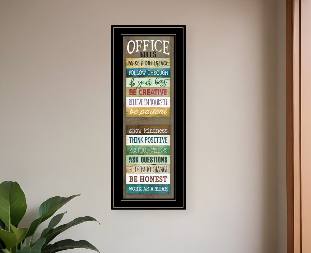 Office Rules 8 Black Framed Print Wall Art - Homeroots