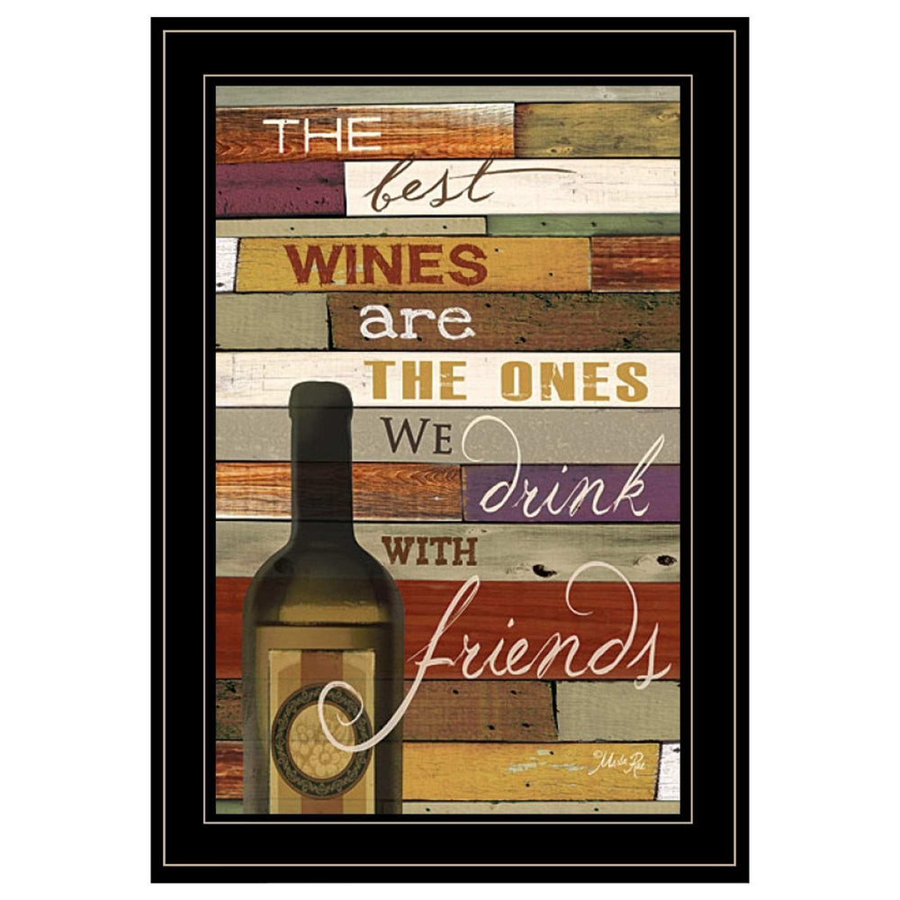 Wine With Friends Black Framed Print Wall Art - Homeroots - Flyclothing LLC