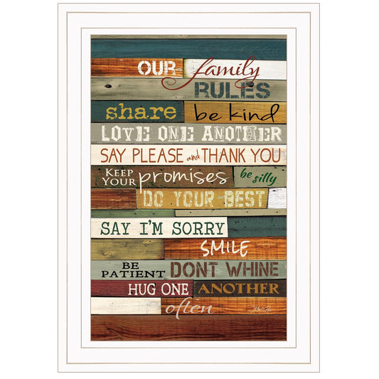 Our Family Rules 2 White Framed Print Wall Art - Homeroots