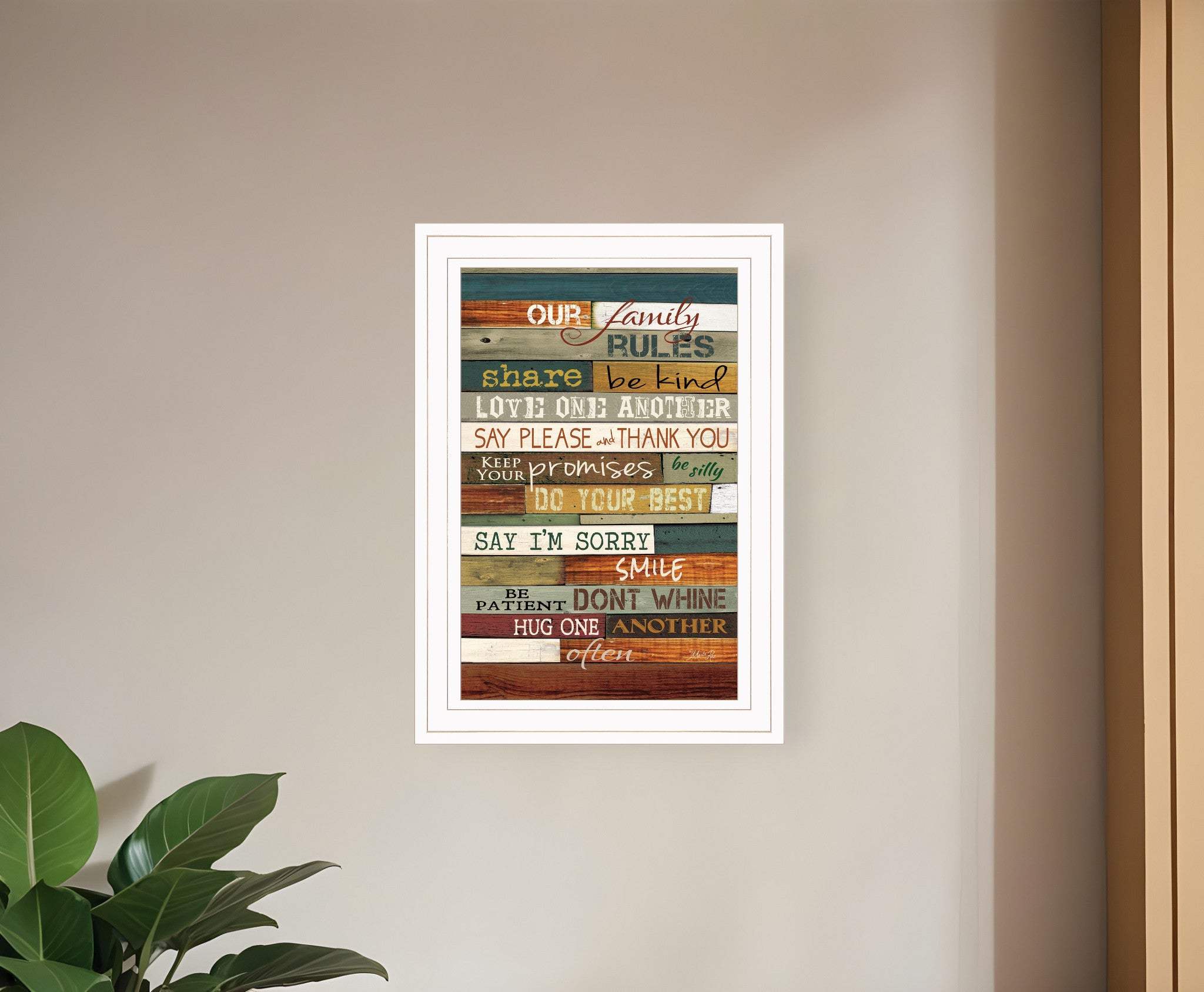 Our Family Rules 2 White Framed Print Wall Art - Homeroots - Flyclothing LLC
