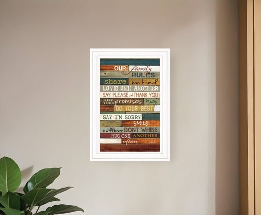 Our Family Rules 2 White Framed Print Wall Art - Homeroots
